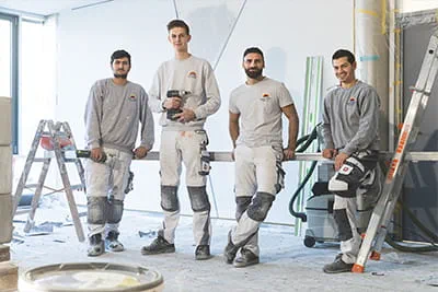Teamet från vänster till höger: Chefen Noah Stelzle, Muharrem Kuyucu, Raphael Berg, Moussa Joulo