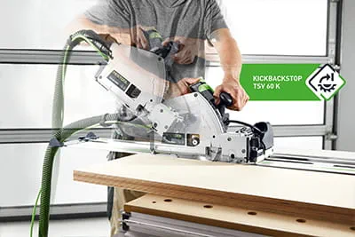 Den nya Festool TSV 60 K försågs med en fördjupningssåg i aktion