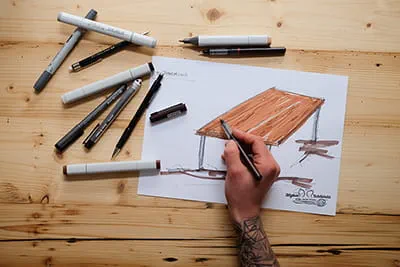 De första skisserna för nästa projekt på Allgäuer Holzliebelei
