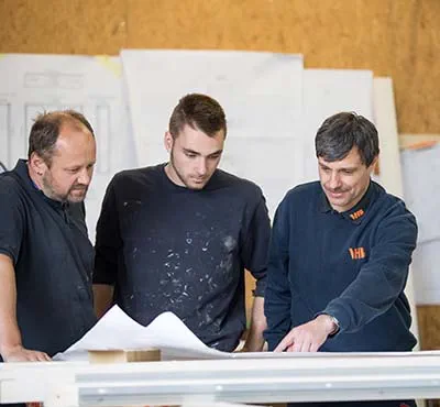 Snickarteamet på Vereinigten Holzbaubetriebe